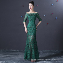 Q054 Mermaid Host Dress half sleeves Evening night wear Green Lace sheath Mother of the Bride Dresses
